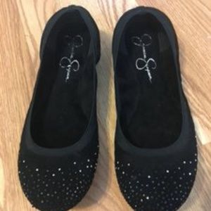 Jessica Simpson Black Rhinestone Flats Sz. 10
